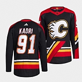 Men's Calgary Flames #91 Nazem Kadri Black 2022-23 Reverse Retro Stitched Jersey Dzhi,baseball caps,new era cap wholesale,wholesale hats